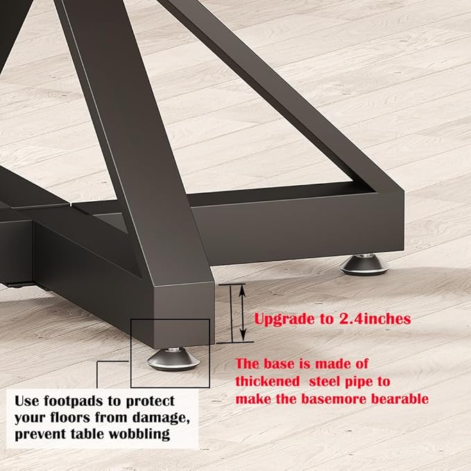 28In Modern Table Base Metal Pedestal Dinning Table Legs with Suction Cups, Heavy Duty Desk Base for Marble,Glass,Wood Top