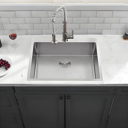 IKEBANA Kitchen Sink 22 x 18 inch, 304 Stainless Steel Brushed Nickel Small Kitchen Bar Sink, Topmount Drop in RV Single Bowl Sink with Strainer