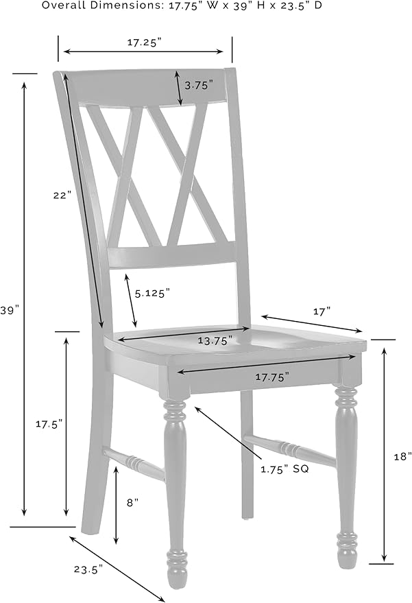 Crosley Furniture Shelby Traditional Wood X-Back Dining Room Chairs Set of 4, Kitchen Chair, Distressed White