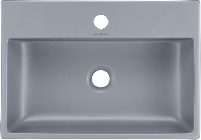Claire 20” Rectangle Ceramic Vessel Sink in Matte Grey