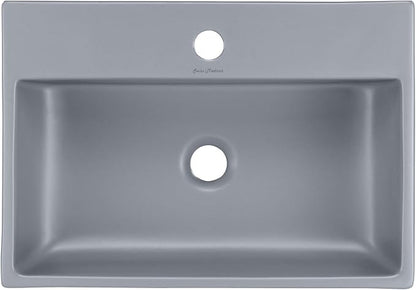 Claire 20” Rectangle Ceramic Vessel Sink in Matte Grey