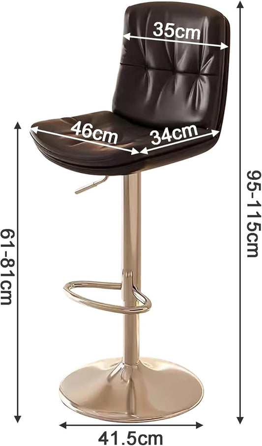 Set of 2 PU Leather Counter Height Adjustable s with Back and Sliver Legs, Kitchen Island Stools for, Dining Room,Black-Sitting Height 6181cm