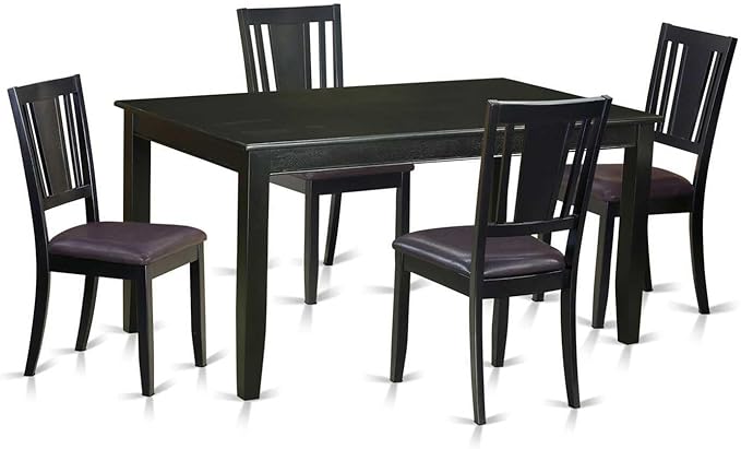HomeStock 7 Piece Kitchen Table & Chairs Set Consist of a Rectangle Dining Room Table and 6 Faux Leather Upholstered Dining Chairs, 36x60 Inch, Mahogany