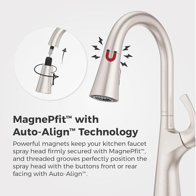 Pfister Talega Kitchen Sink Faucet with Pull Down Sprayer Single Handle High Arc Spout Spot Defense Stainless Steel NSF Certified 1 or 3 Hole Installation F5297TEGS