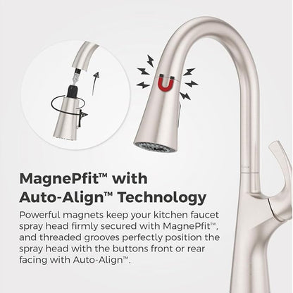 Pfister Talega Kitchen Sink Faucet with Pull Down Sprayer Single Handle High Arc Spout Spot Defense Stainless Steel NSF Certified 1 or 3 Hole Installation F5297TEGS