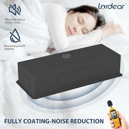 Lordear Luxury 45 Black Undermount Kitchen Sink NANO PVD Large Ledge Workstation T304 16 Gauge Stainless Steel Single Bowl Under Counter, 45''x19''x10''
