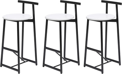 Kitchen Island Bar Chairs Set of 3 Metal Counter Barstools with Backrest for Dining Pub Room