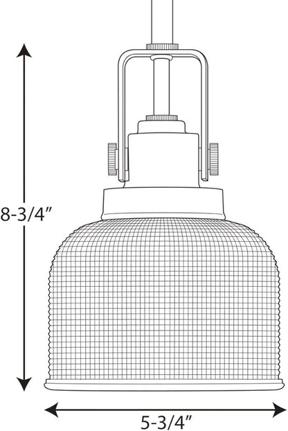 Progress Lighting P5173-81 Archie-One Light Pendant, Antique Nickel Finish with Prismatic Glass