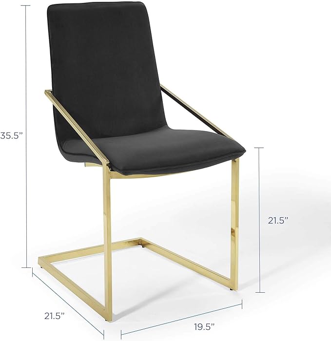 Modway Pitch Performance Velvet Dining Armchair, Gold Black 21.5 x 19.5 x 35.5