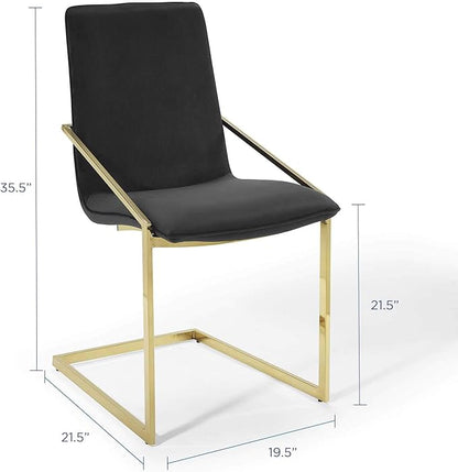Modway Pitch Performance Velvet Dining Armchair, Gold Black 21.5 x 19.5 x 35.5