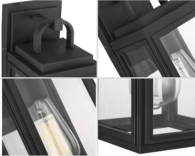 Progress Lighting Grandbury Collection 1-Light Clear Glass Farmhouse Outdoor Small Wall Lantern Light Textured Black, 11.88x5.5x6.5