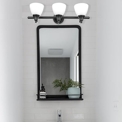 Globe Electric 51227 Jayden 5-Piece All-In-One Bathroom Set, Oil Rubbed Bronze, 3-Light Vanity Light with Frosted Glass Shades, Towel Bar, Toilet Paper Holder, Towel Ring, Robe Hook, Bulb Not Included