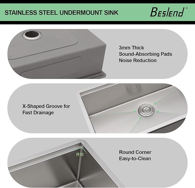 27 Undermount Kitchen Sink - Beslend 27x19 Undermount Workstation Kichen Sinks Stainless Steel Single Bowl Ledge Under Counter Sinks16 Gauge 10 Inch Deep Kitchen Stages Basin 27"x19"x10"