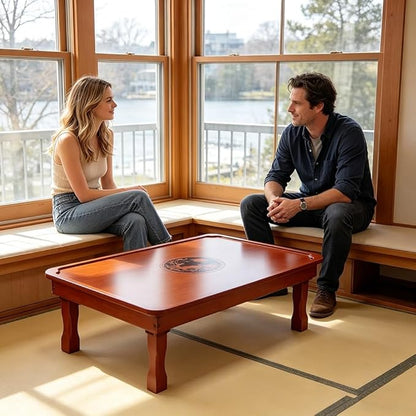 SH-tables Folding Coffee Table, Korean Tatami Low Wooden Table, Hand-Painted Bay Window Dining Table (Size : 80x60×29cm)