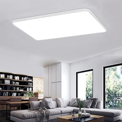 Dimmable LED Ceiling Light Fixture,16 * 24 Inch Modern Rectangle Recessed Ceiling Lights, 3000K-6000K Lamp,48W White Close to Ceiling Lighting Flush Mount for Living Room Bedroom