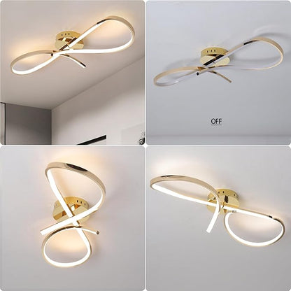 Modern LED Ceiling Light Fixture,30 Inch 22W Flush Mount Ceiling Chandelier,Dimmable Ceiling Lamp for Kitchen Bedroom Study Living Room Office Dining Room (Polished Gold-S)