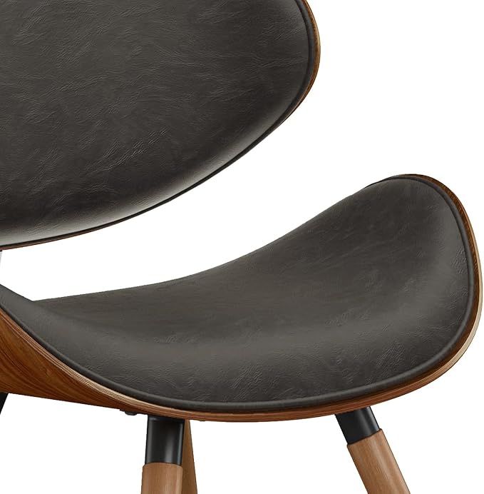 SIMPLIHOME Marana Dining Chairs - Upholstered Bentwood Back and Vegan Leather Kitchen Chair in Distressed Brown, Mid-Century Modern Dining Room Seating with Contoured Seat and Beech Wood Base