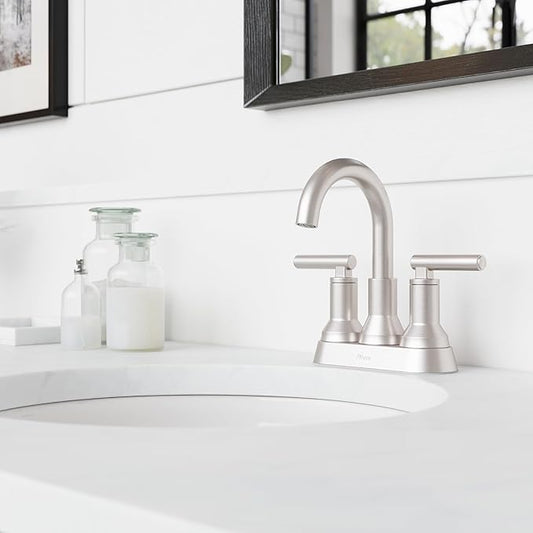 Pfister Capistrano Bathroom Sink Faucet, 4-Inch Centerset, 2-Handle, 3-Hole, NSF Certified, Spot Defense Brushed Nickel Finish, LF048CSOGS | (Pack of 3)