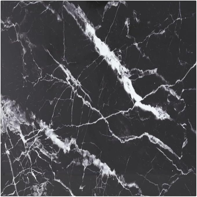 23 6 x 23 6 inch Tempered Glass Table Top Black Marble Square Coffee Countertop Sturdy Replacement for Living Room Dining Office