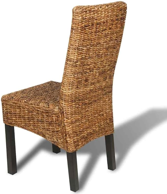 6-Pack Modern Farmhouse Dining Chairs Brown Handwoven Abaca Seat Solid Mango Wood Frame 18.5"x19.7"x38.2" Comfortable Kitchen Accent Chairs for Dining Room Living Room
