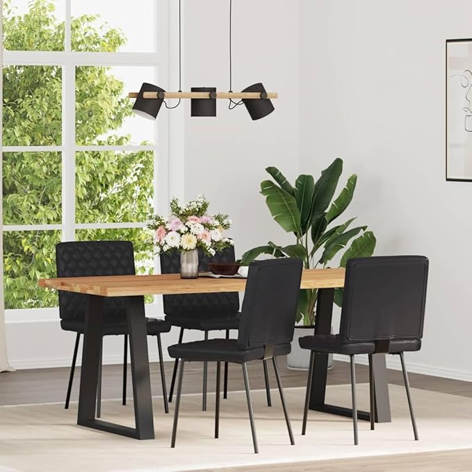4-Piece Black Faux Leather Dining Chairs Set with Metal Frame - Modern Kitchen and Living Room Furniture, Comfortable Foam-Filled Seating for Home, Farmhouse Style