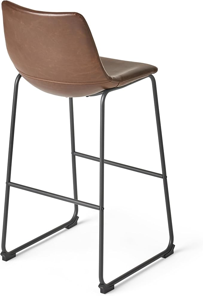 Harper & Bright Designs Set of 2 30" Cedric Faux Leather Barstool Vintage Brown