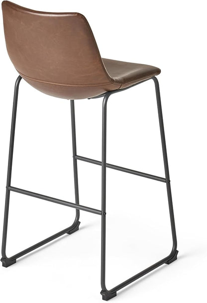 Harper & Bright Designs Set of 2 30" Cedric Faux Leather Barstool Vintage Brown
