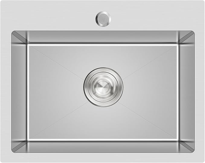 20-inch Drop in Kitchen Sink, TSIBOMU Stainless Steel Single Bowl Small Kitchen Sink Brushed Nickel,D20"xW16"xH9"