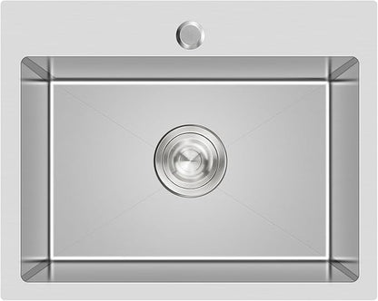 20-inch Drop in Kitchen Sink, TSIBOMU Stainless Steel Single Bowl Small Kitchen Sink Brushed Nickel,D20"xW16"xH9"