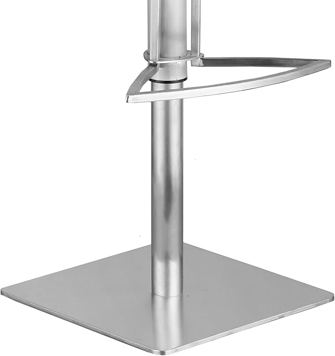 Armen Living LCCASWBAGRB201 Café Adjustable Barstool in Grey Faux Leather and Brushed Stainless Steel Finish, Gray/Walnut, 31.5" x 19.29" x 17"