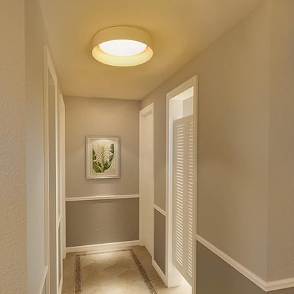 Bargeni LED Ceiling Light Fixture,12.5 inch Flush Mount Light Fixture,Matte White with Gold Inside,Dimmable 3000K/Warm White/18W(100w Equiv.),Outdoor Lighting Fixtures Ceiling for Bedroom and Hallway