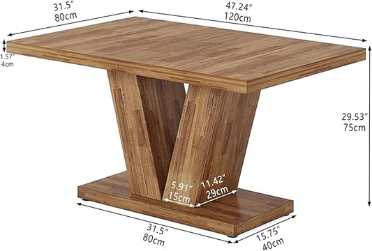 Oigavfd 47 Inch Dining Table, Rectangular Kitchen Table for 4 with Heavy Duty Pedestal Base, Modern Farmhouse Wood Dining Table for Dining Room, Kitchen, and Small Space (Walnut Brown)