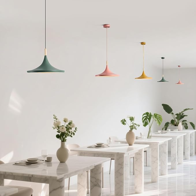 KCO Lighting Nordic Modern Macaron Pendant Light 3-Pack Farmhouse Barn Pendant Light Colorful Pendant Lighting Kitchen Island Lights Ceiling Hanging Over Island (Big)