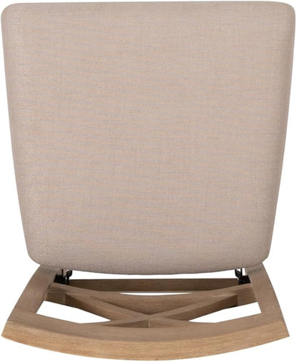 Linon Triena X Back Neutral Greywash Wooden Fully Assembled Folding 24 Inch Seat Height Counter Stool with Beige Upholstered Seat