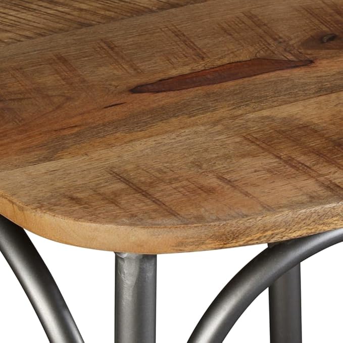Set of 4 Modern Farmhouse Dining Chairs in Brown Mango Wood & Silver Steel 20.5 x 20.1 x 33.1 in Cross Back Comfortable Kitchen Restaurant Accent Seating for Dining Room Living Room