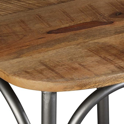 Set of 4 Modern Farmhouse Dining Chairs in Brown Mango Wood & Silver Steel 20.5 x 20.1 x 33.1 in Cross Back Comfortable Kitchen Restaurant Accent Seating for Dining Room Living Room