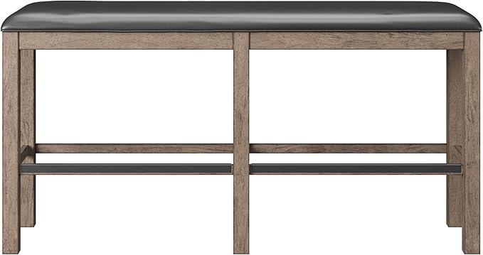 Bay Benti Brown 60" Bar Height Solid Wood Bench - Casual Style Furniture for Kitchen Islands, Dining Areas