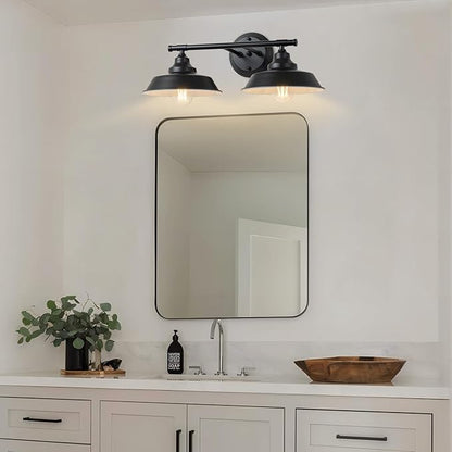 GoYeel Bathroom Light Fixtures 2 Light - 21" Matte Black Vanity Lights for Mirror Rustic Industrial Bathroom Wall Light Fixtures, E26 Bubes