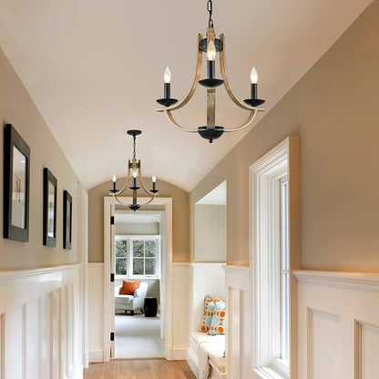LAMPKEDUO Farmhouse Chandelier for Dining Room 3-Light 19" Wide Adjustable Kitchen Island Pendant Lighting, Rustic Hanging Light Fixture for Entryway Foyer Bedroom Living Room,