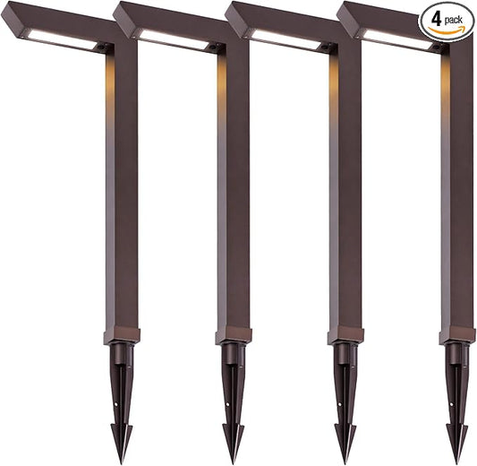 Energetic Low Voltage LED Landscape Light, Brown Aluminum Pathway Lighting, 4pcs