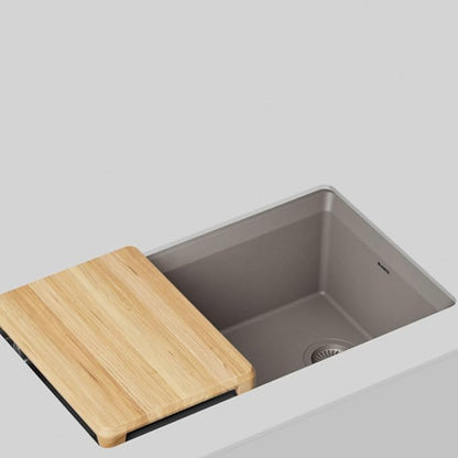 Inteos SILGRANIT 33" Single Bowl Reversible Undermount Workstation Kitchen Sink - Truffle