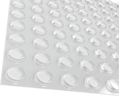 Pack of 50 Cabinet Door Bumpers - 1/2” Diameter Clear Adhesive Pads for Drawers, Glass Tops, Cutting Boards, Picture Frames, Small Furniture