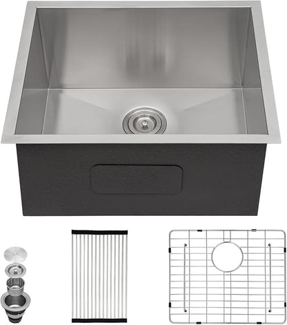 Sarlai Undermount Laundry Sink 23 Inch - 13 Inch Deep Undermount Laundry Utility Sink 23 x 19 Inch Single Bowl 16 Gauge Stainless Steel Laundry Tub Sinks