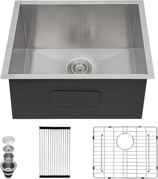 Sarlai Undermount Laundry Sink 23 Inch - 13 Inch Deep Undermount Laundry Utility Sink 23 x 19 Inch Single Bowl 16 Gauge Stainless Steel Laundry Tub Sinks