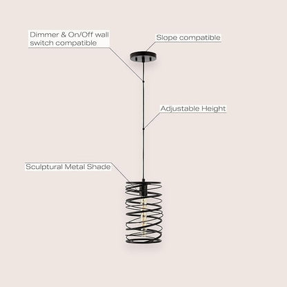 JONATHAN Y 7.25" Oil Rubbed Bronze Modern Iron Spiral LED Pendant Light for Kitchen Island, Glam Hanging Ceiling Fixture for Bedroom Dining Room, Metal Painting Shade, LED Bulb Included (JYL7910B)