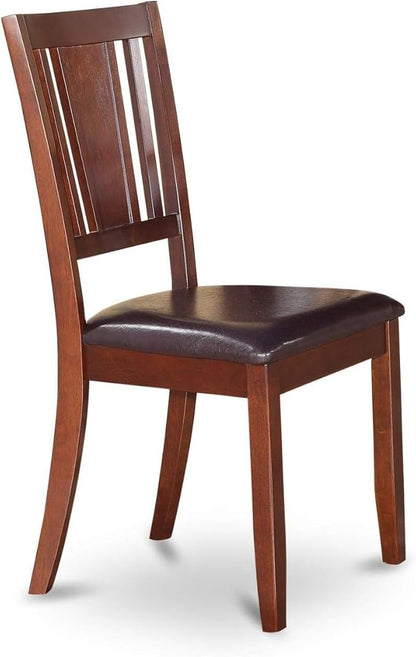 HomeStock 7 Piece Dining Table Set Consist of a Rectangle Dining Room Table and 6 Faux Leather Seat Chairs, 36x60 Inch, Mahogany