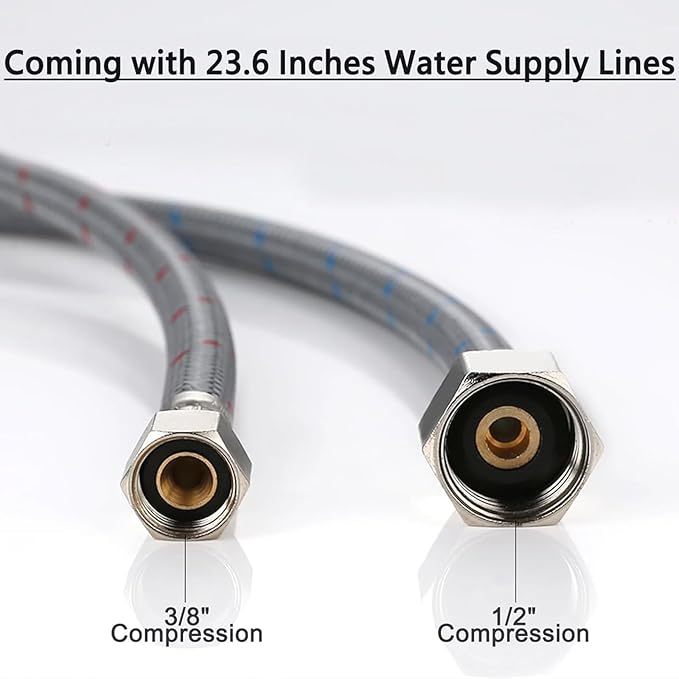 SHACO 2 Handle Kitchen Faucet, 3 Hole Kitchen Sink Faucet with Water Supply Line, Stainless Steel Brushed Nickel High Arc 360 Degree Rotating Taps for Kitchen Bar RV Camper, SC-YZLT001