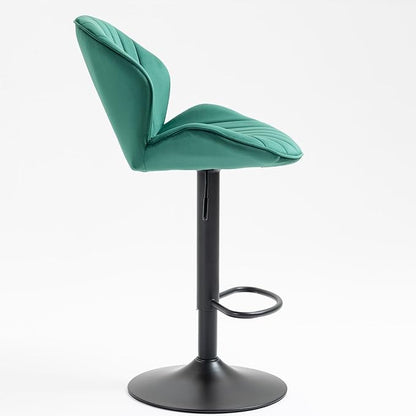 Rhomtree 24-32 Inch Swivel Bar Stools, Adjustable Counter Height Barstools, Velvet Tufted Upholstered and Footrest Barstools, Upholstered Bar Chairs for Home Bar Kitchen Island(Green Set of 4)
