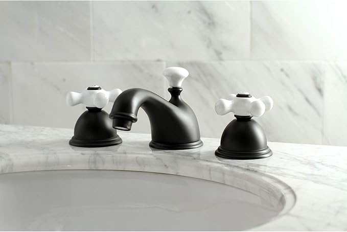 Kingston Brass KS3960PX Restoration Widespread Bathroom Faucet, Matte Black, 6.5 x 3.5 x 3.06
