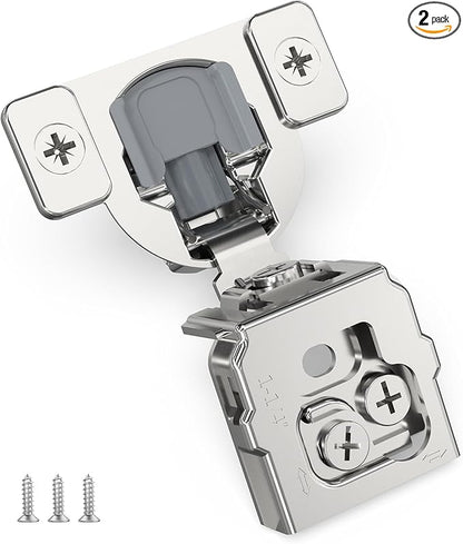 Chibery 2 Pack 1-1/4" Overlay 3D Soft Close Concealed Hinge for Face Frame Door, Self Closing Hinges, 105° Smooth Slow Close Quite, Hidden Stainless Steel Hinge for Kitchen Cabinet Door, Satin Nickel
